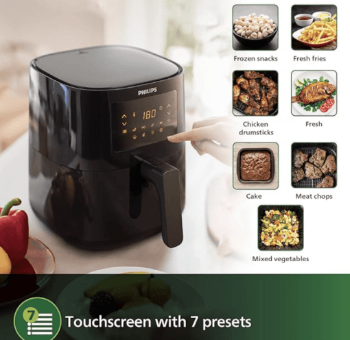PHILIPS Digital Air Fryer HD9252/90 with Touch Panel, uses up to 90% less fat, 7 Pre-set Menu, 1400W, 4.1 Liter, with Rapid Air Technology (Black), Large - Image 2
